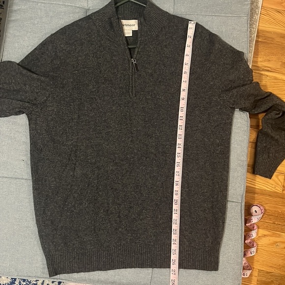 dartmoor Men’s Sweater Gray 100% Cashmere Half Zip - Picture 5 of 5